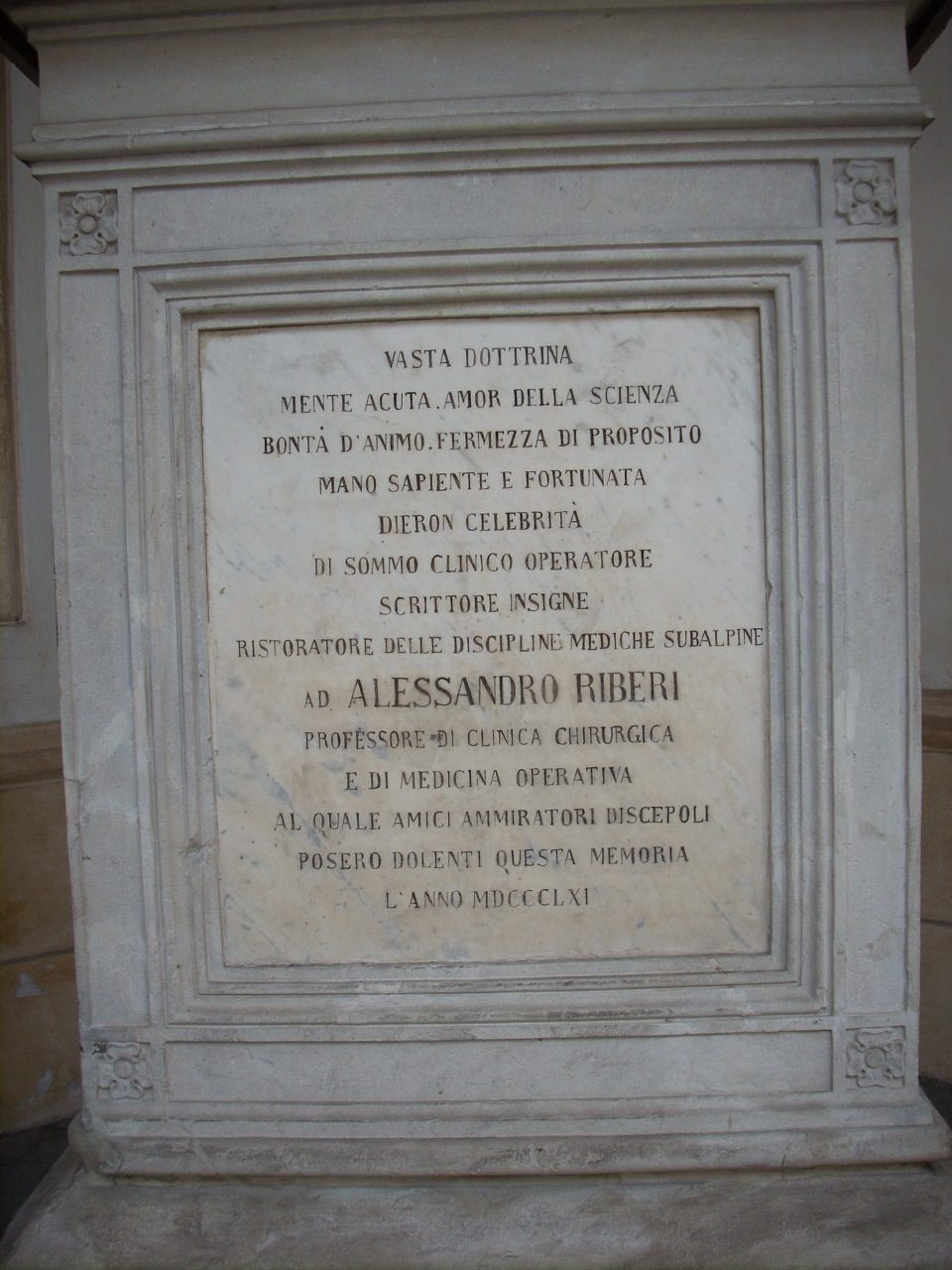 Alessandro Riberi s monument, University of Turin central building, Italy - 03.JPG
